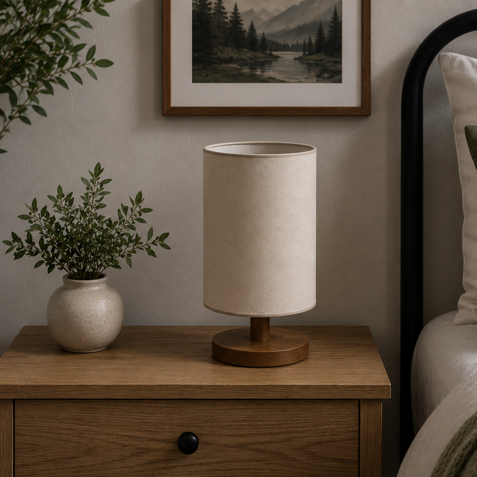 Lume Wood & Linen Bedside Lamp