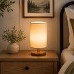 Lume Wood & Linen Bedside Lamp